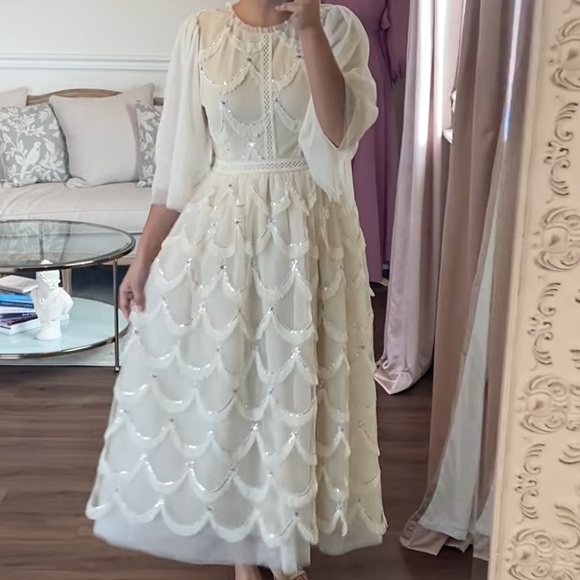 Dainty Jewells Dresses & Skirts - Dainty Jewells Glitz in the Garden Ivory Tulle Midi Dress Size XS